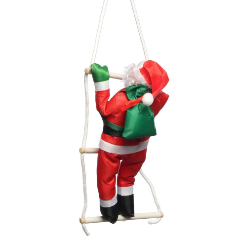 Moș Crăciun pe scară 85 cm – decor atârnabil pentru fereastră/balcon [2]