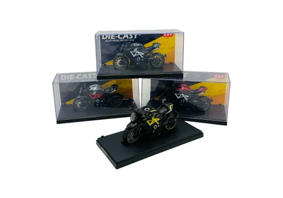 Masinute si vehicule - Motocicletă Metalică 1:14 cu Cutie de Expunere – Modele și Culori Variate, 18×9.5×7.5cm 