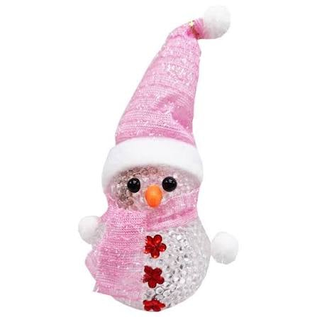 Articole pentru Craciun - Om de zapada luminos LED – argintiu/roz, 12cm