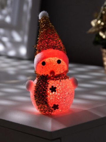 Articole pentru Craciun - Om de zapada luminos LED – rosu /auriu 12cm