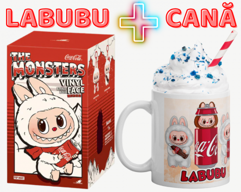 Jucarii de plus - Pachet Cana Cadou + Jucarie Plus Labubu Coca-Cola 18cm – Monstrulet Vesel Colectie