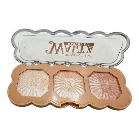 Paleta iluminator Romantic Color B1 – 3 nuante sidefate, 15cm, 9g, glow natural si intens, BaoBao [0]