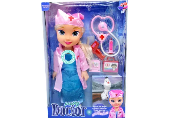 Papusi si accesorii - Papusa muzicala Doctorita cu accesorii multiple, 35×25cm, 
