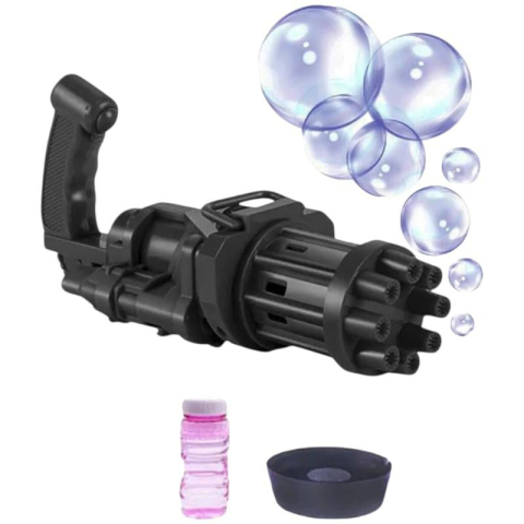 Pistol Baloane Copii Tip Mitraliera – Bubble Blaster Electric, aproximativ 14-15cm, 8 Tuburi, Varsta 3+,  [1]