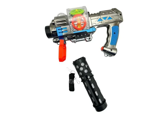 Arme de jucarie - Pistol de jucarie pentru copii – design realist, dimensiuni 14.5x21.5x37cm, din plastic rezistent, jucarie interactiva si sigura, 