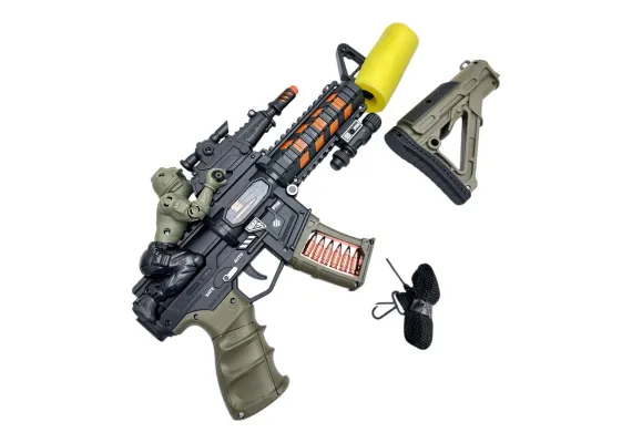 Arme de jucarie - Pistol de jucarie pentru copii – pe baterii, multicolora, 19x35cm, jucarie interactiva cu lumini si sunete, din plastic rezistent, 