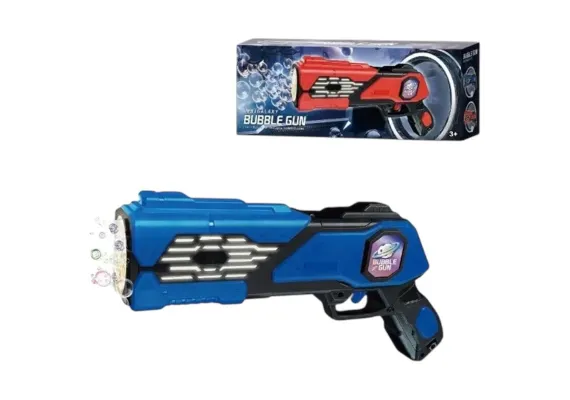 Arme de jucarie - Pistol electric cu baloane de sapun pentru copii, model  cu lumini si sunete, jucarie distractiva cu design spatial, dimensiune aproximativa 32cm, 