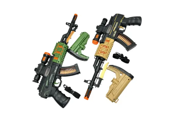 Arme de jucarie - Pistol mitraliera de jucarie pentru copii – pe baterii, multicolora, 41x6.5cm, jucarie interactiva cu efecte luminoase si sonore, 