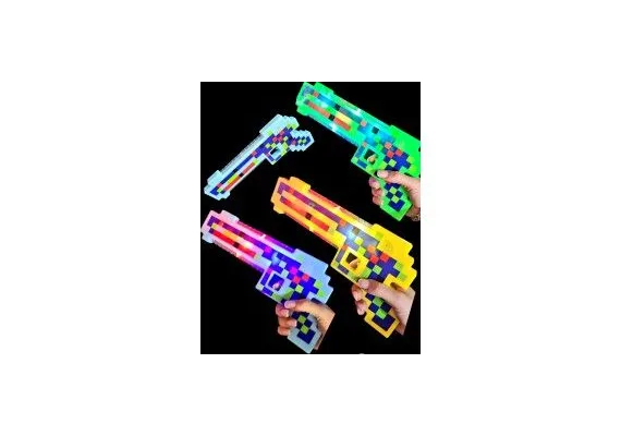 Arme de jucarie - Pistol pixelat cu sunete si lumini, aprox 30cm, diverse culori, 