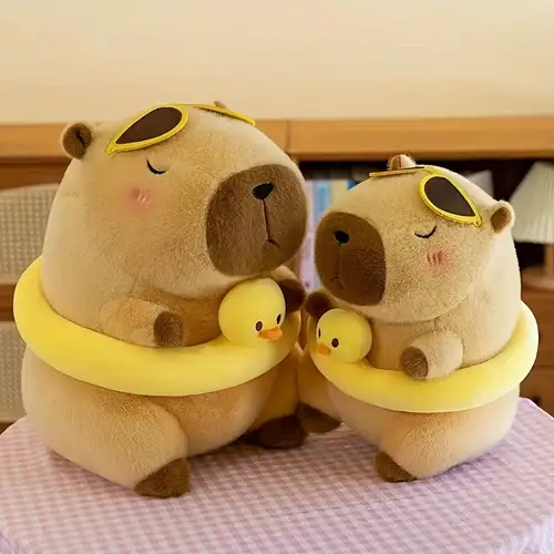 Plus capibara dragalas cu ochelari și colac ratusca la plaja, 24 cm-  by Alex store [1]