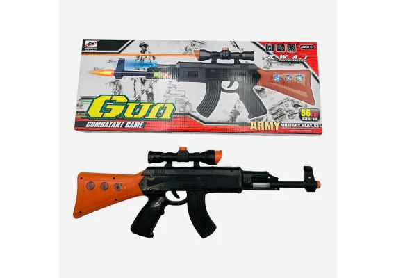 Jucarii, Copii & Bebe - Pusca de jucarie Gun Combat Game, cu sunete si lumini, 56×22×4.5cm, +3ani,  