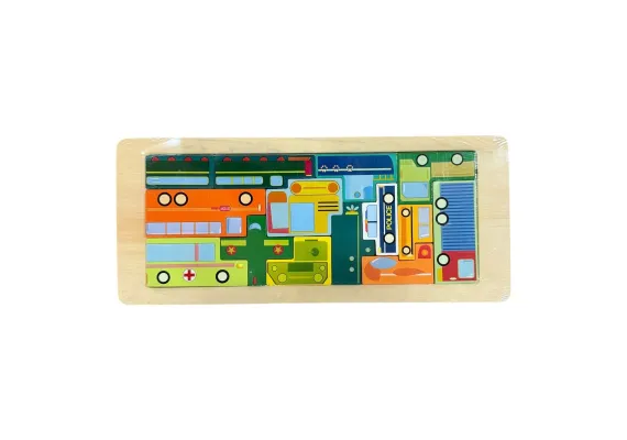 Bebelusi - Puzzle din lemn tip tetris, diverse modele, multicolor, 30×23cm, 