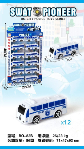 Set 12 autobuze de politie Swat Pioneer, 40×22×3.5cm, alb-albastru, +3ani,   [2]