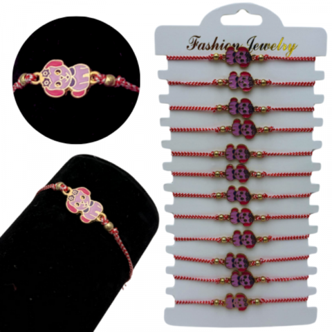 Martisor Bratara - Set 12 bratari Martisor Catelus dragalas, cu margele si snur reglabil