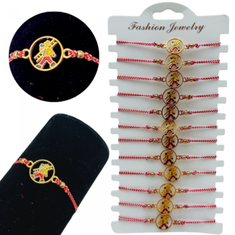 Martisor Bratara - Set  12 bratari Martisor Cosar norocos, cu margele si snur reglabil