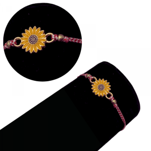 Set  12 Bratari Martisor Floarea Soarelui, cu margele, snur reglabil [1]