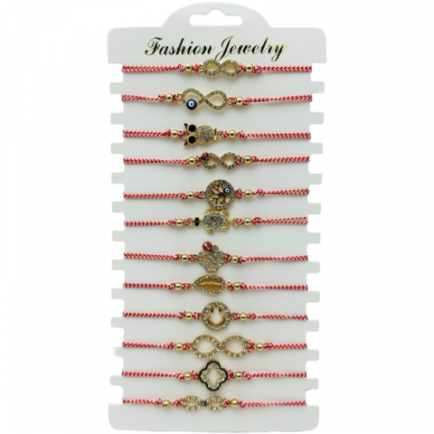 Set 12 Bratari Martisor, modele diferite, aurii, snur reglabil [2]