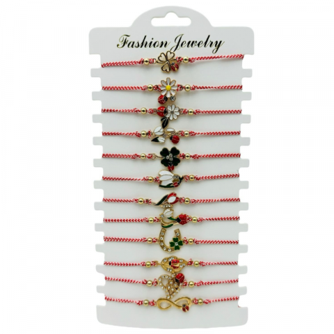Set 12 Bratari Martisor , modele diferite, aurii, snur reglabil [2]