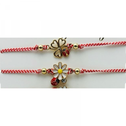 Set 12 Bratari Martisor , modele diferite, aurii, snur reglabil [1]