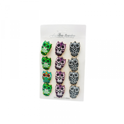 Set 12 brose Martisor, Bufnite dragalase colorate, editie 2025 [1]