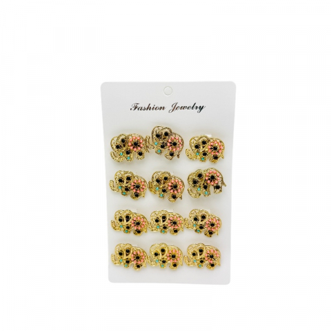 Martisoare - Set 12 brose Martisor, Elefant simpatic cu pietricele, editie 2025