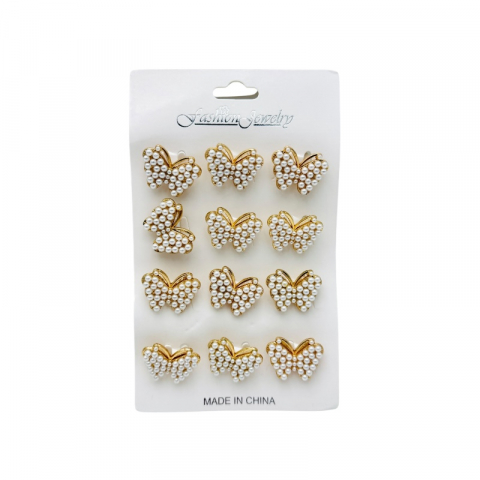 Martisoare - Set 12 brose Martisor, Fluturi dragalasi cu perle, editie 2025