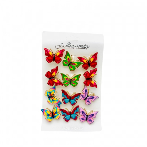 Martisoare - Set 12 brose Martisor , Fluturi dragalasi multicolori, editie 2025