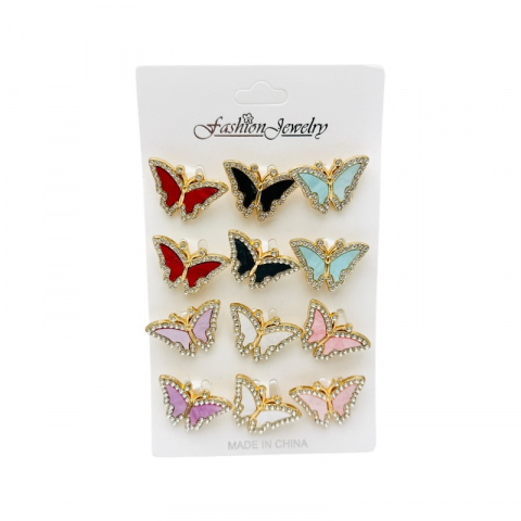 Martisoare - Set 12 brose Martisor, Fluturi dragalasi viu colorati, editie 2025