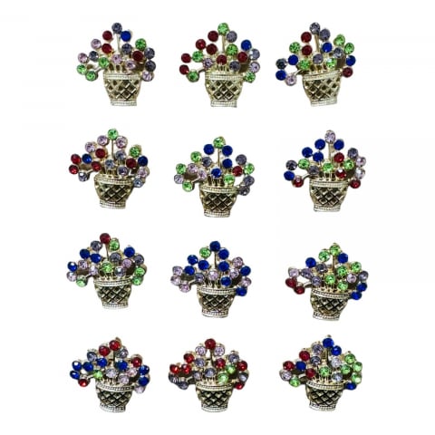 Martisoare - Set 12 Brose Martisor marime mica, 3.5cm, Cosulet cu Flori