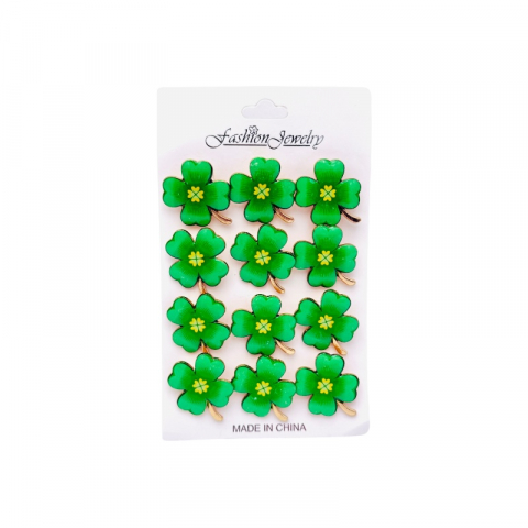 Martisoare - Set 12 brose Martisor, Trifoi cu patru foi norocos, editie 2025