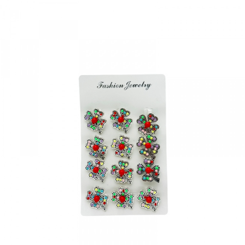 Martisoare - Set 12 brose Martisor, Trifoi norocos cu pietricele colorate, editie 2025