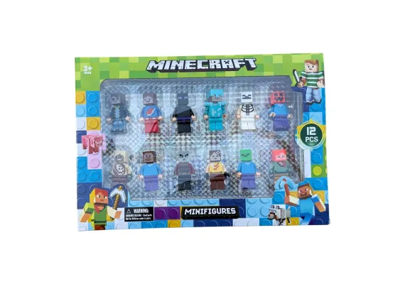 Jucarii, Copii & Bebe - Set 12 figurine pixelate compatibile cu platforme de construit, multicolor, 