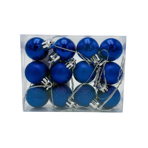 Globuri - Set 12 globuri de Craciun pentru brad – 11x9x3cm, nuanta albastru regal