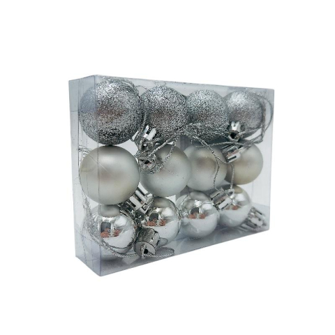 Set 12 globuri de Craciun pentru brad – 11x9x3cm, nuanta argintiu [1]