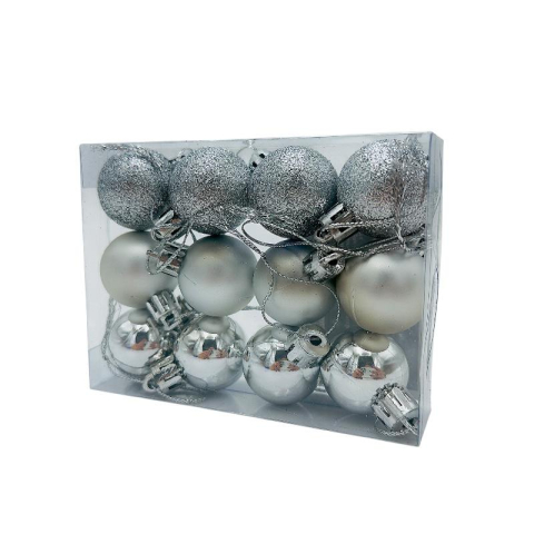 Set 12 globuri de Craciun pentru brad – 11x9x3cm, nuanta argintiu [2]