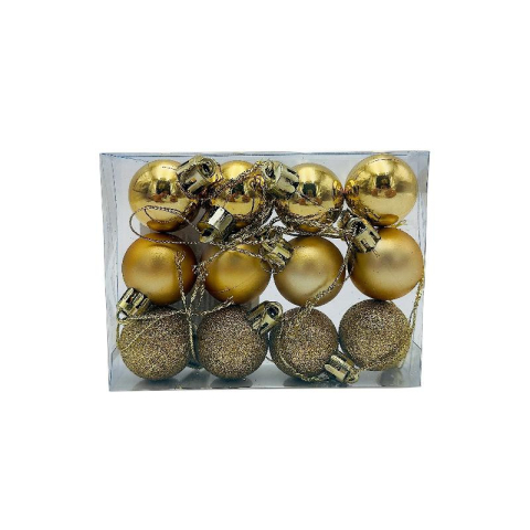 Globuri - Set 12 globuri de Craciun pentru brad – 11x9x3cm, nuanta auriu
