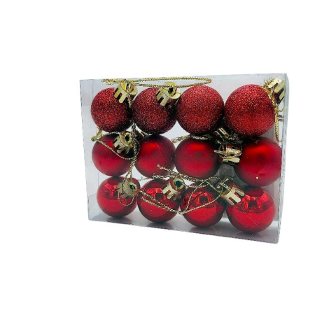 Set 12 globuri de Craciun pentru brad – 11x9x3cm, nuanta rosu intens [1]