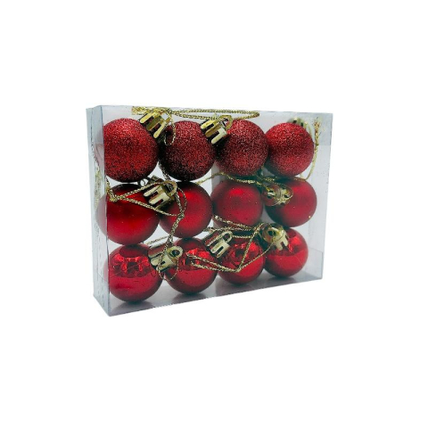 Set 12 globuri de Craciun pentru brad – 11x9x3cm, nuanta rosu intens [2]