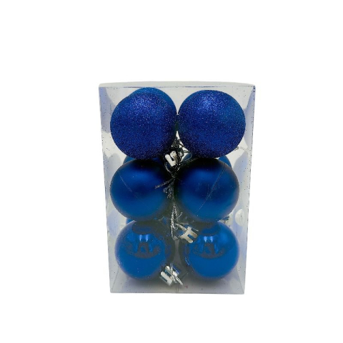 Articole pentru Craciun - Set 12 globuri de Craciun pentru brad – 12x8x8cm, nuanta albastru regal