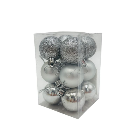 Set 12 globuri de Craciun pentru brad – 12x8x8cm, nuanta argintiu [2]