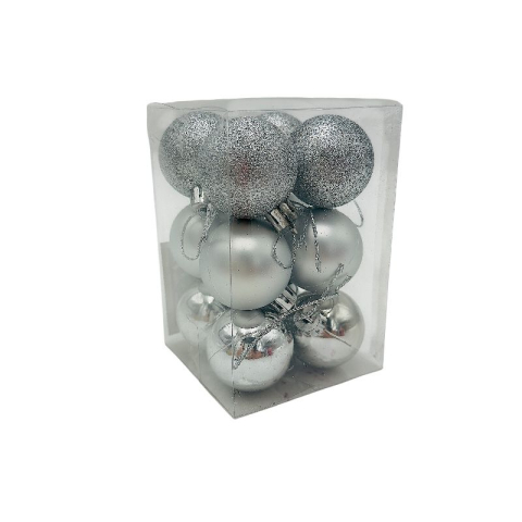Set 12 globuri de Craciun pentru brad – 12x8x8cm, nuanta argintiu [1]