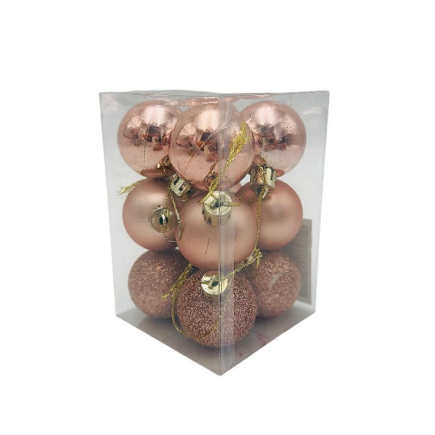 Set 12 globuri de Craciun pentru brad – 12x8x8cm, nuanta rose delicat [1]