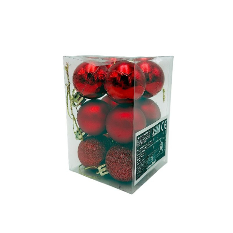 Set 12 globuri de Craciun pentru brad – 12x8x8cm, nuanta rosu intens [2]