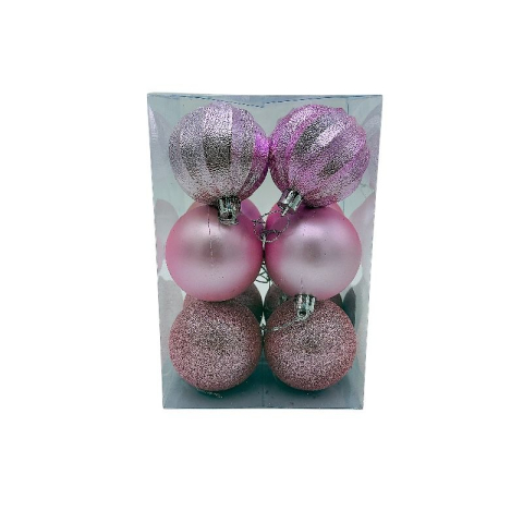 Globuri - Set 12 globuri de Craciun pentru brad – 17x11.511.5cm, nuanta roz delicat