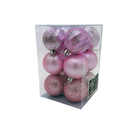 Set 12 globuri de Craciun pentru brad – 17x11.511.5cm, nuanta roz delicat [2]