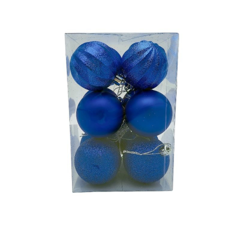 Globuri - Set 12 globuri de Craciun pentru brad – 17x11.5x11.5cm, nuanta albastru regal