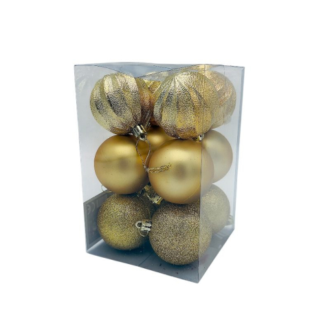 Set 12 globuri de Craciun pentru brad – 17x11.5x11.5cm, nuanta auriu [2]