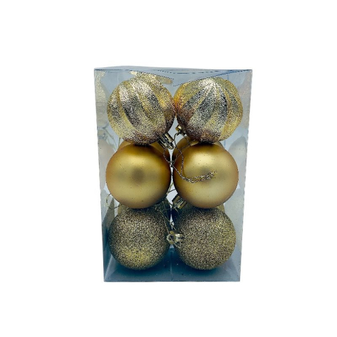 Globuri - Set 12 globuri de Craciun pentru brad – 17x11.5x11.5cm, nuanta auriu