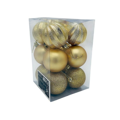Set 12 globuri de Craciun pentru brad – 17x11.5x11.5cm, nuanta auriu [1]