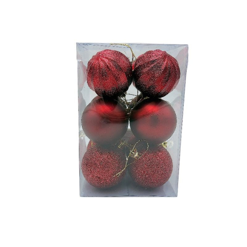 Globuri - Set 12 globuri de Craciun pentru brad – 17x11.5x11.5cm, nuanta bordo